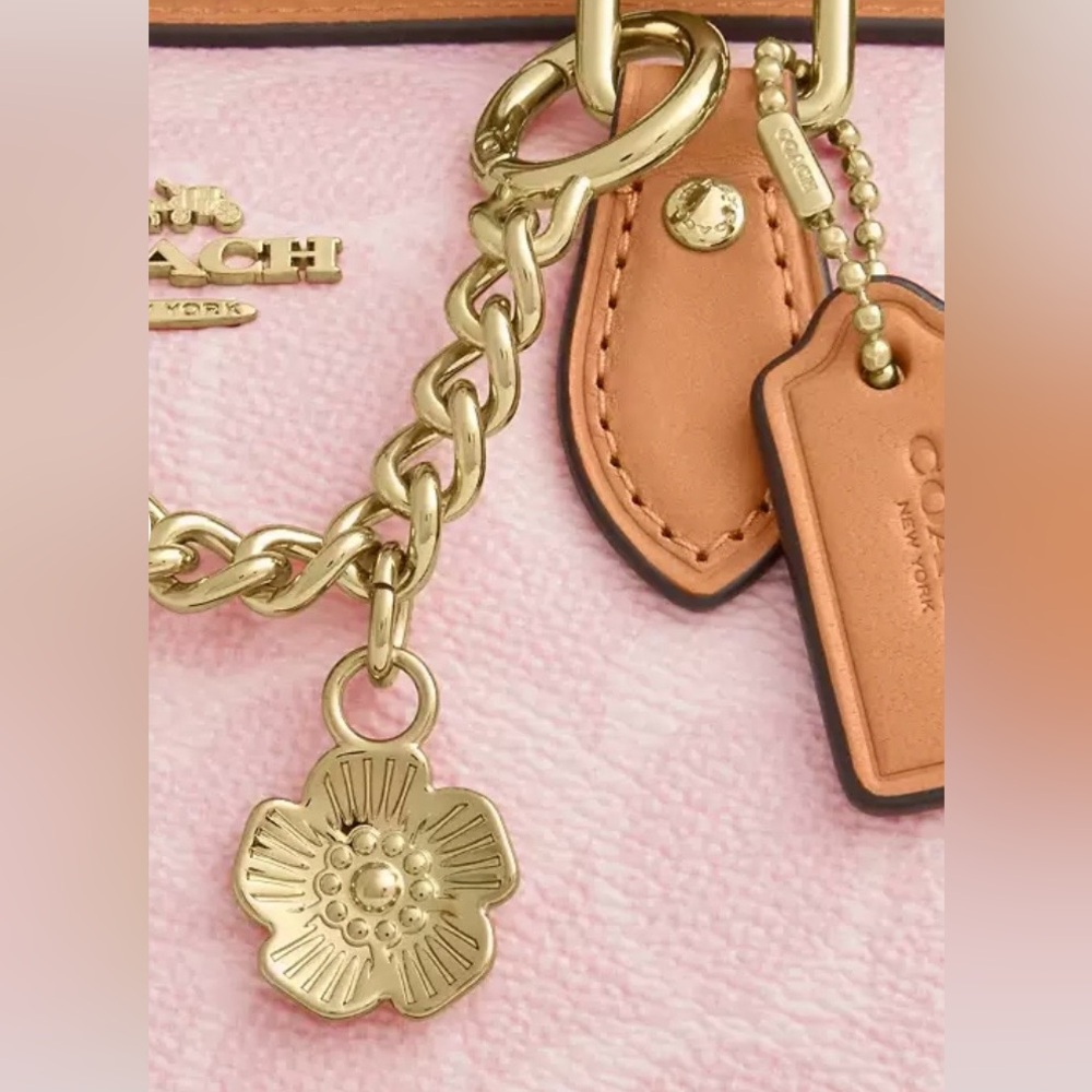 Coach Pink and Tan Satchel with Gold Hardware - Picture 4 of 10